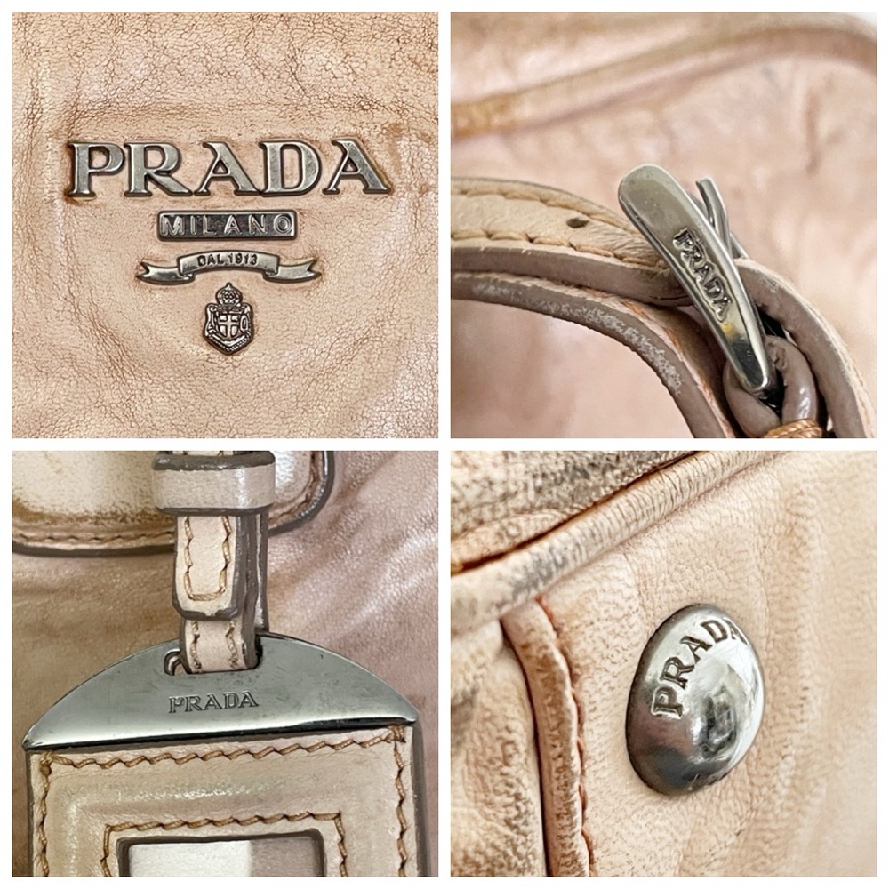 Prada custom pink antique nappa leather tricolor satchel Bauletto bag - Picture 5 of 16